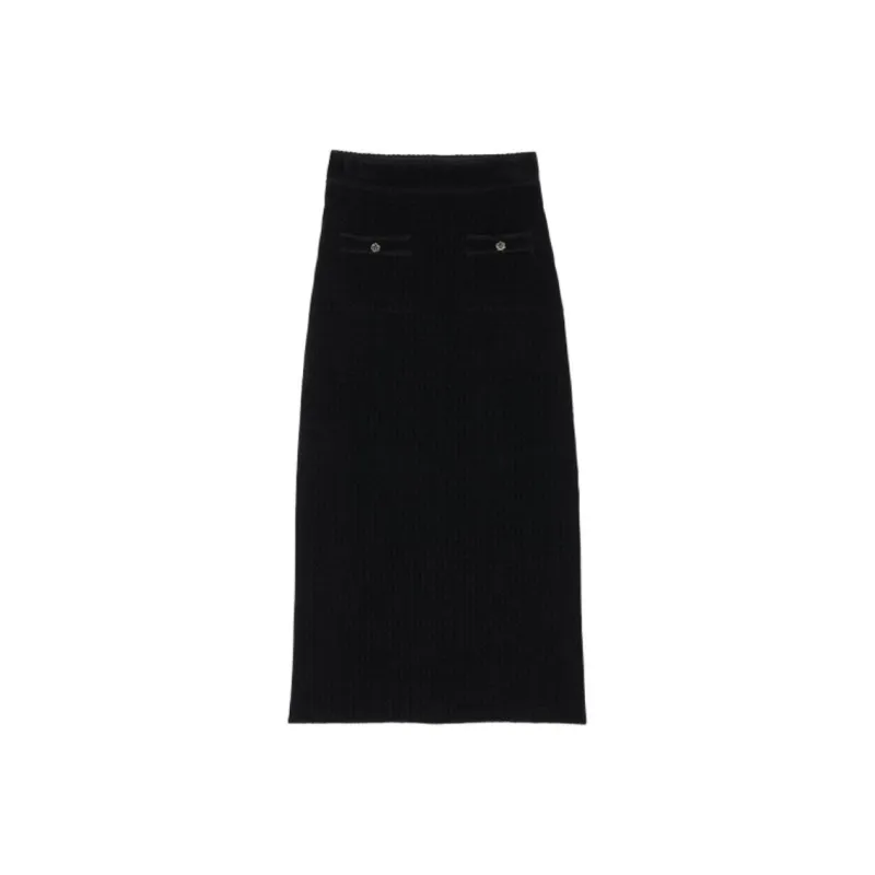 Sandro Pencil Waffle effect Midi Skirt-0