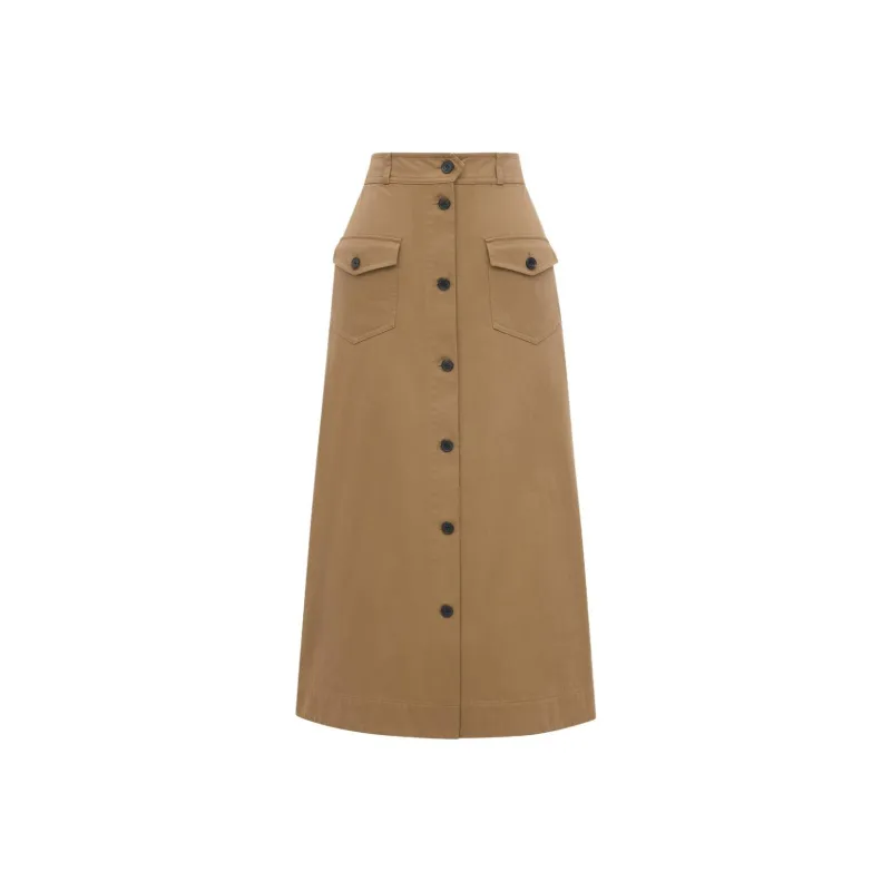 SAINT LAURENT Button Detailed A Line Skirt-0