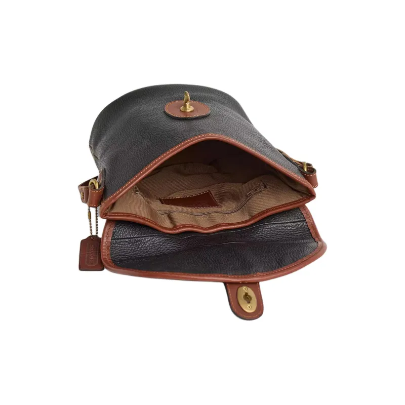 COACH Leather Shoulder Bag Trumpets Women's Black Saddle-2