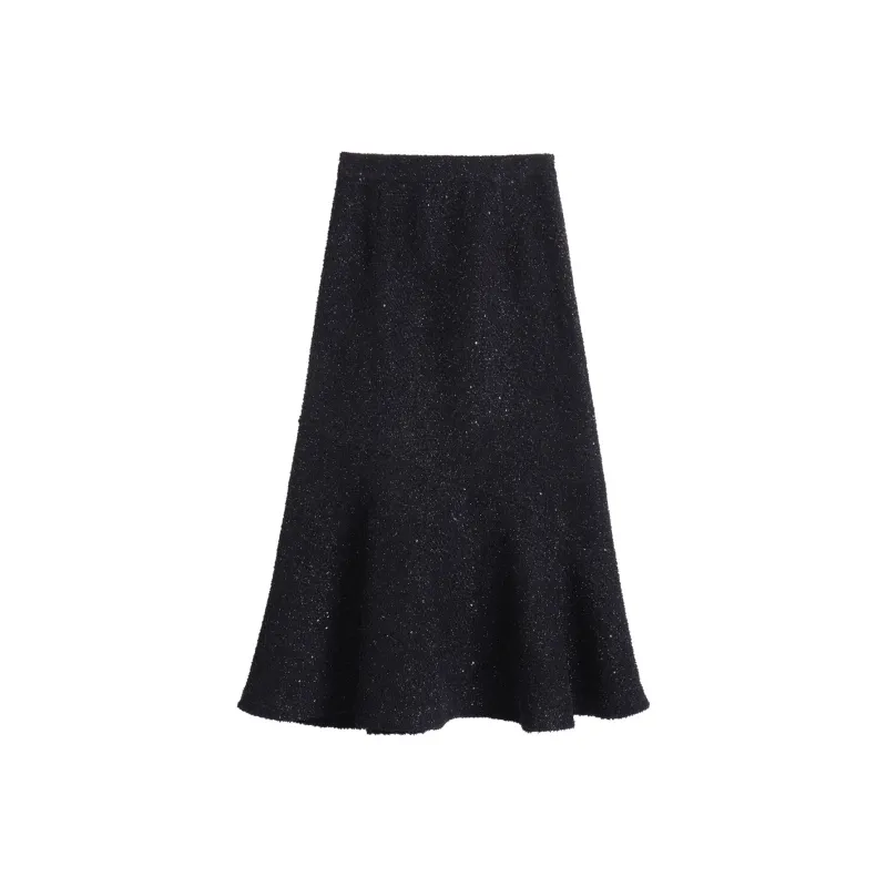Olrain Casual Long Skirts Women's Black-0