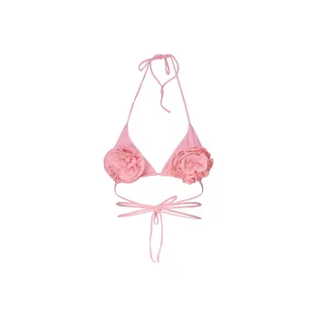 Magda Butrym Floral-Appliqué Halterneck Triangle Bikini Top