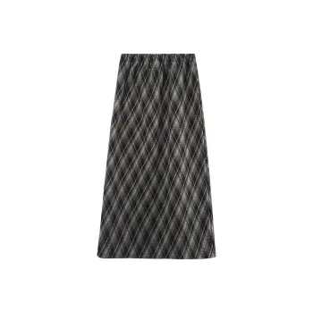 A Paradise For Awakening Casual Long Skirts Women's Black Plaid