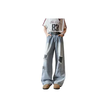 DARK HORSE Blue Vintage Wide Leg Trendy Brand Loose Fit Straight Fit Pants Unisex