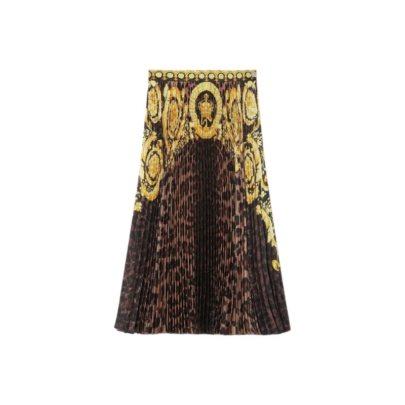 VERSACE Wild Barocco-Printed High-Waist Pleated Mini Skirt-0