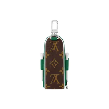 LOUIS VUITTON Leather Monogram Coated Canvas Bag Accessory Unisex Brown & Green