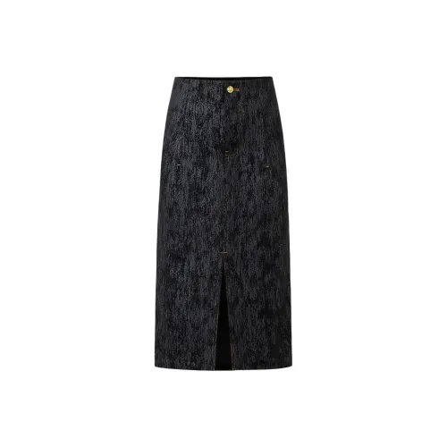 KARL LAGERFELD FW24 Casual Long Skirt Women's Navy Blue