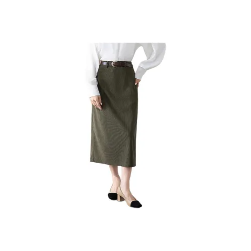 La Chapelle Casual Long Skirt Women's Army Green