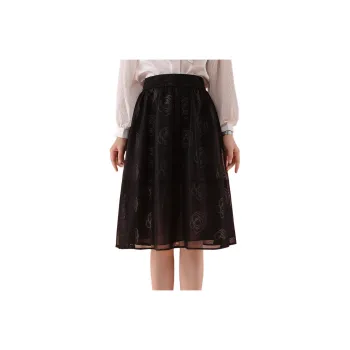 FENHONGMALI Casual Long Skirts Women's Black