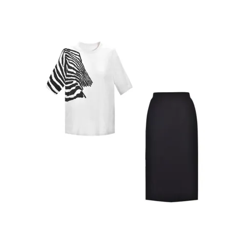 DIFFIE RIEGER Skirt Set Women's Black White