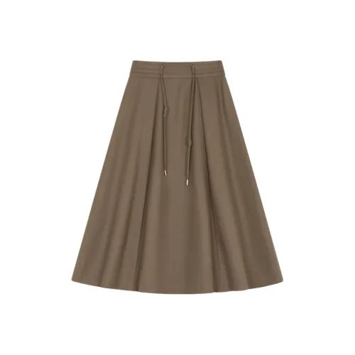 IHIMI Casual Long Skirt Women's Brown Green