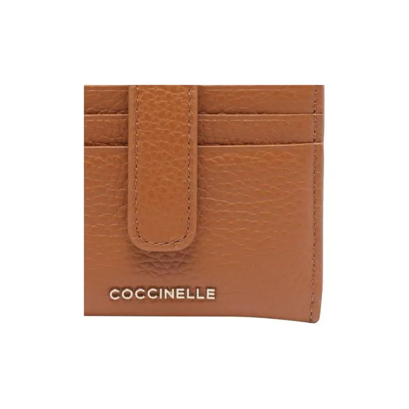COCCINELLE Grain Leather Wallet Trumpets Women's Brown-3