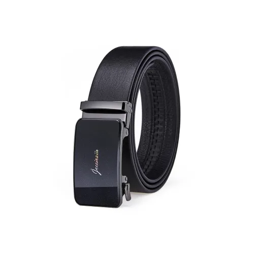 Jeccieziio Cow Leather Belts Men's Gunmetal Width 3.5CM Writing A Greeting Card