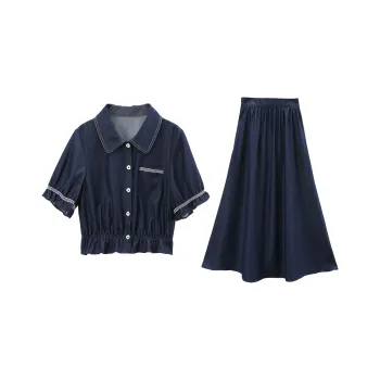 A Paradise For Awakening Skirt Set Women's Navy Blue
