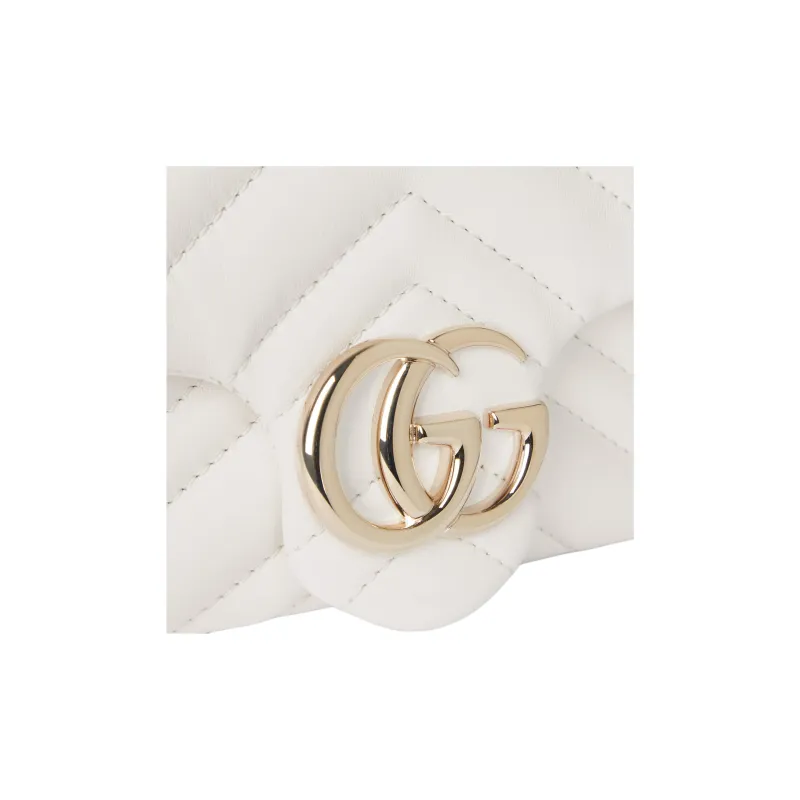 GUCCI GG Marmont Lambskin Shoulder Bag Mini Women's White-6
