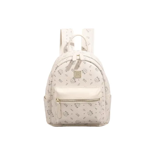 PESASRIE PU Backpack Women's Ecru/Pink