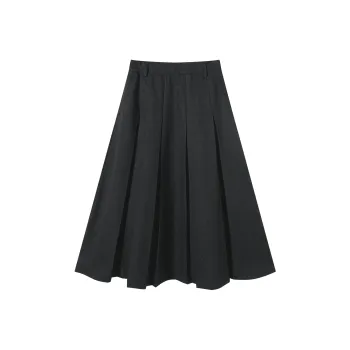 DIALOGUE Casual Long Skirt Women's Elegant Black