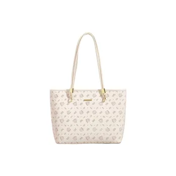 PESASRIE PU Tote Bag, Shopping Bag, Shoulder Bag Regular Women's Ecru/Light Pink