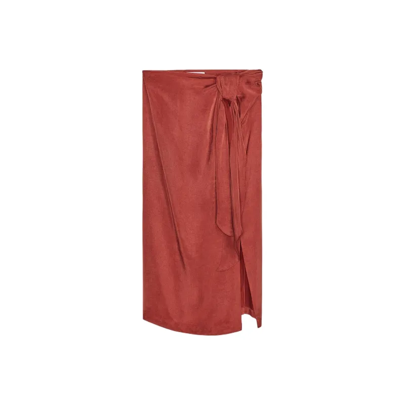ZARA ZW Series Casual Long Skirts Women's Brown-0