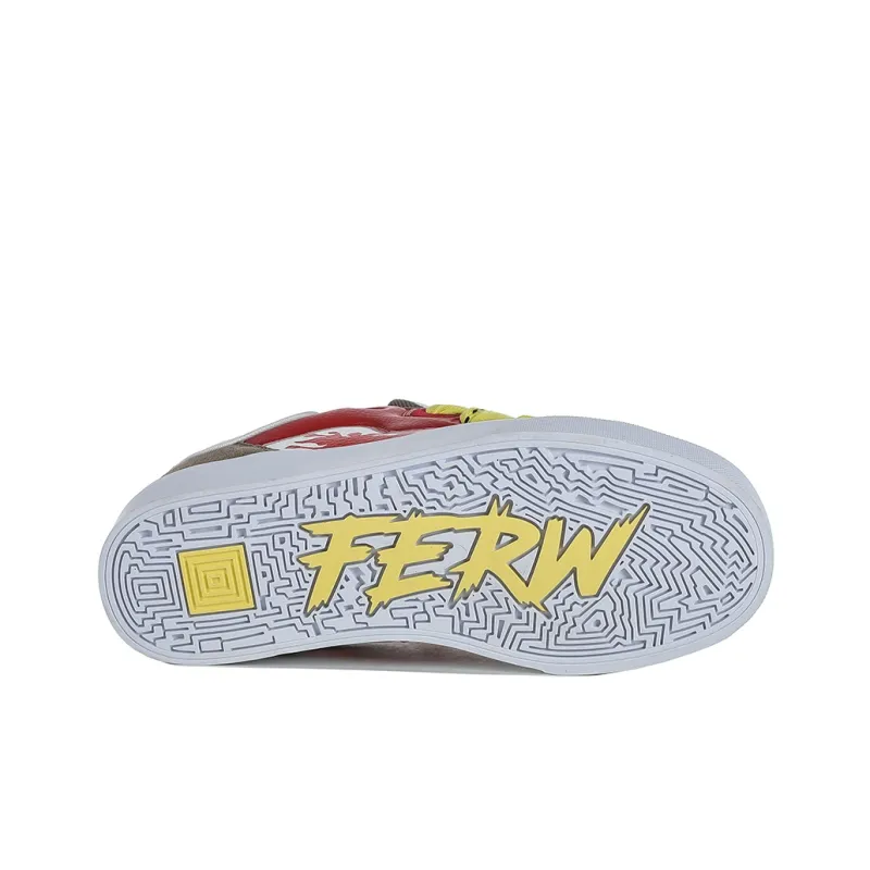 FERW Flame Dance Coverage Slip Resistant And Abrasion Resistant Low Top Skateboard Shoes Unisex Black Red-5