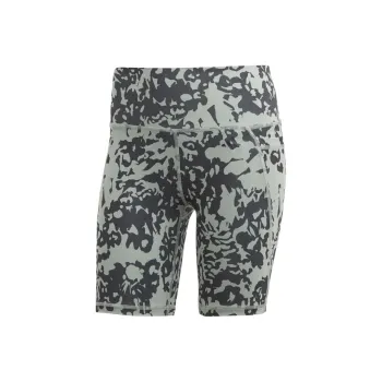 Adidas OPTIME STASH POCKET TRAINING FLORAL PRINT SHORT LEGGINGS Sports Shorts Women's Silver Green