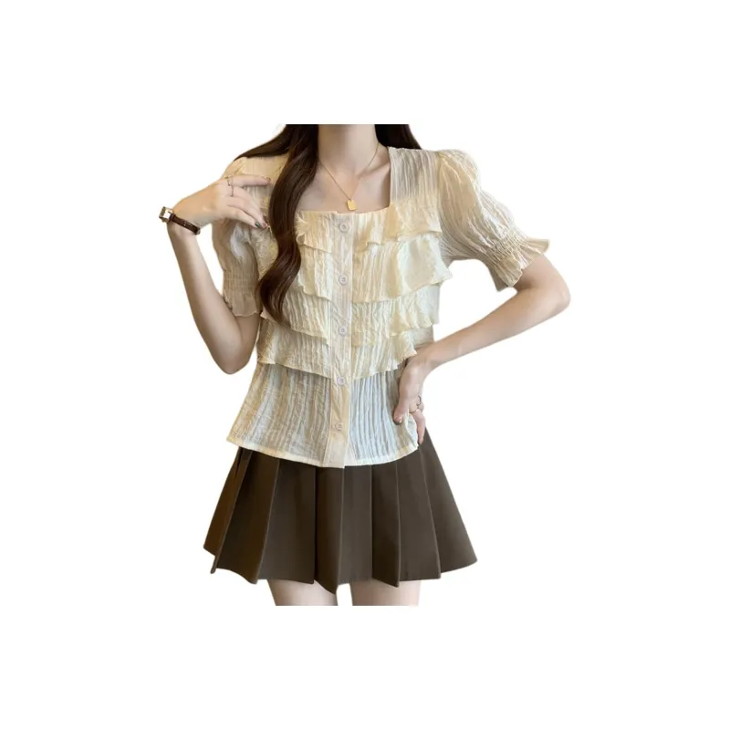 XIANSINIAO Flared Sleeve T Shirt Women's-0