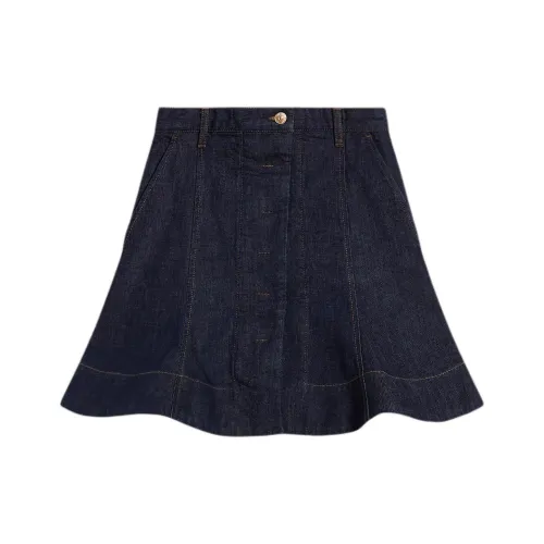 SCANLAN THEODORE Denim Skater Skirt Denim Short Skirts Women's Indigo/Indigo Blue