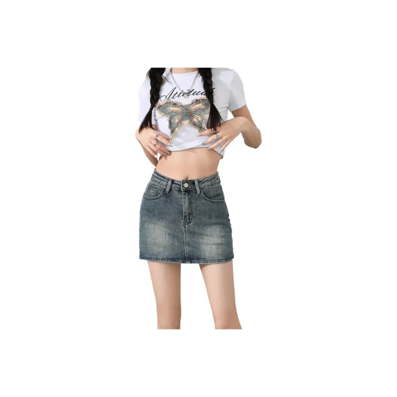 ZAZN Denim Short Skirts Women's Nostalgic Blue-14