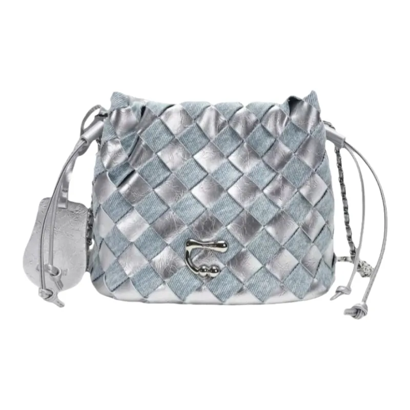 OTA PU Bucket Bag, Shoulder Bag, Crossbody Bag Women's Silver-0