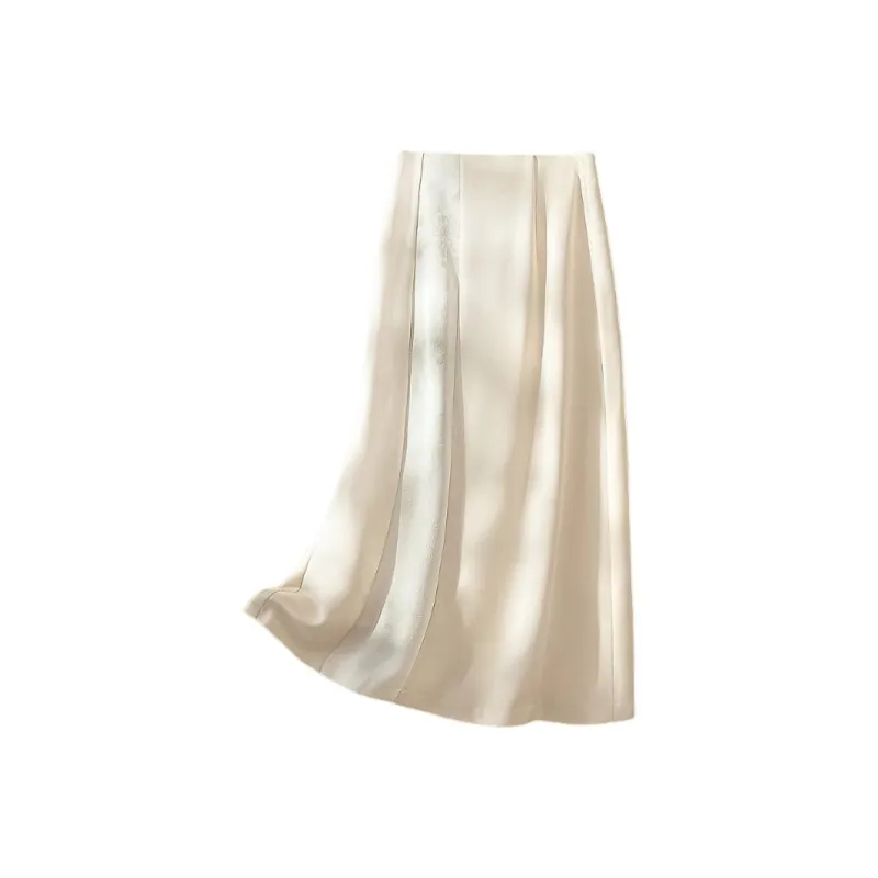 IHIMI Casual Long Skirts Women's Beige-0