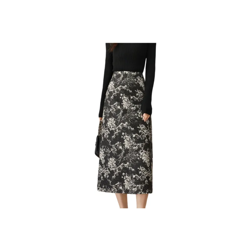 YALIDA Casual Long Skirts Women's Black-0