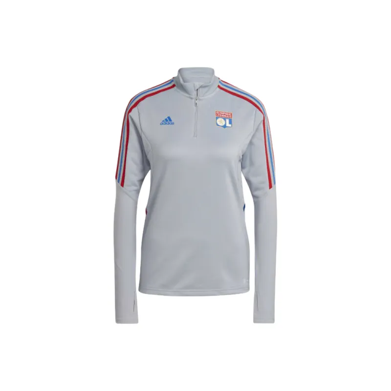 Adidas OLYMPIQUE LYONNAIS TIRO 21 TRAINING TOP Soccer Jerseys Women's Halo Silver-0