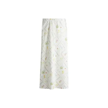 H&M Casual Long Skirts Women's Cream/Floral