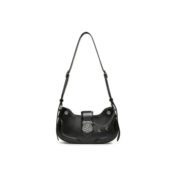 Teenmix X Disney, Collaboration Artificial Leather Shoulder Bag Medium Size Unisex Truffle Black