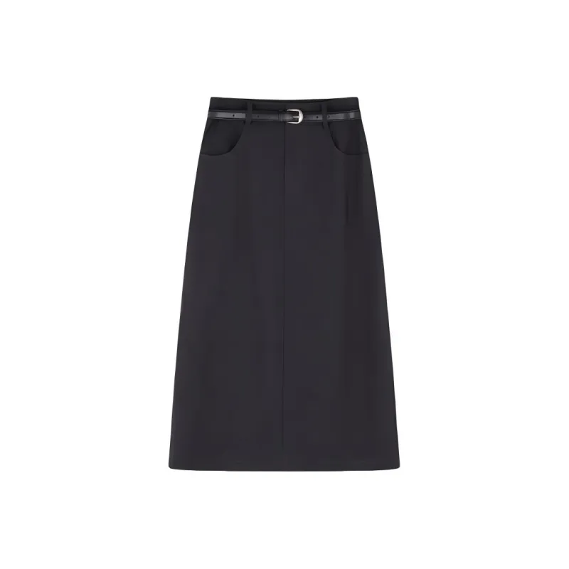 IHIMI Casual Long Skirt Women's Dark Gray-0