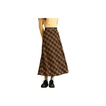 MISHOW Casual Long Skirt Women's Green Plaid