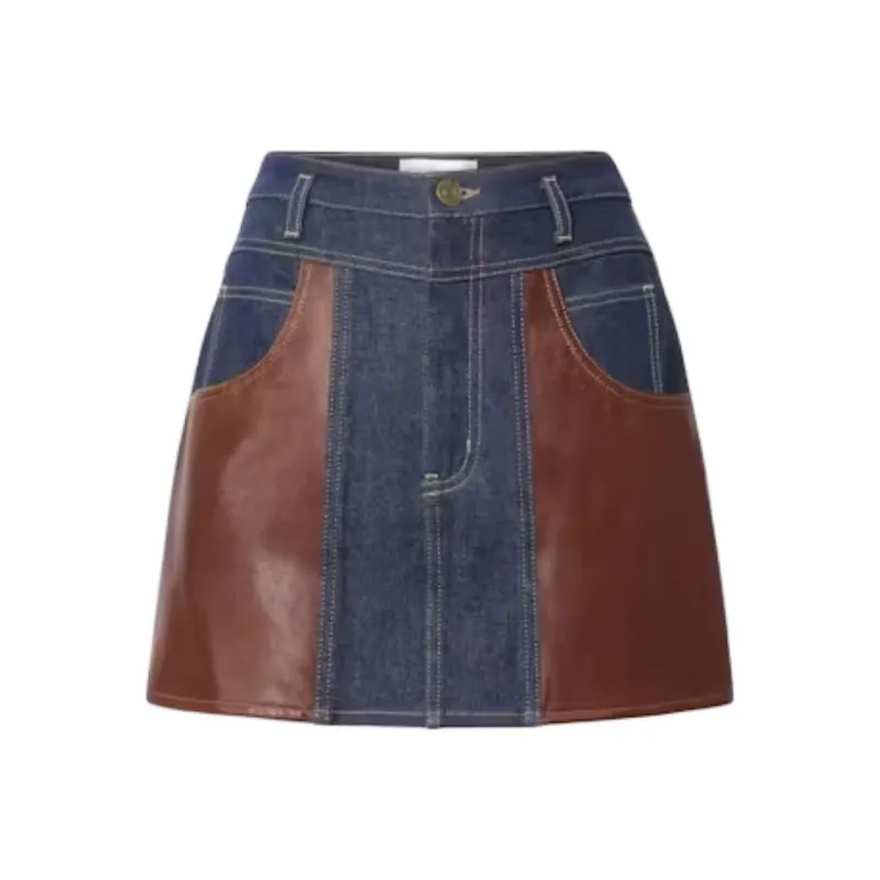 FRAME Panelled Denim Skirt-0