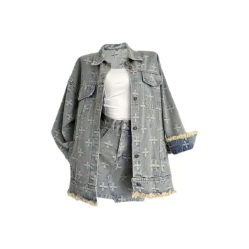 ZCDECO Skirt Set Women's Print Denim