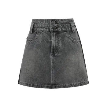 LULUALWAYS Denim Short Skirts Women's Gray