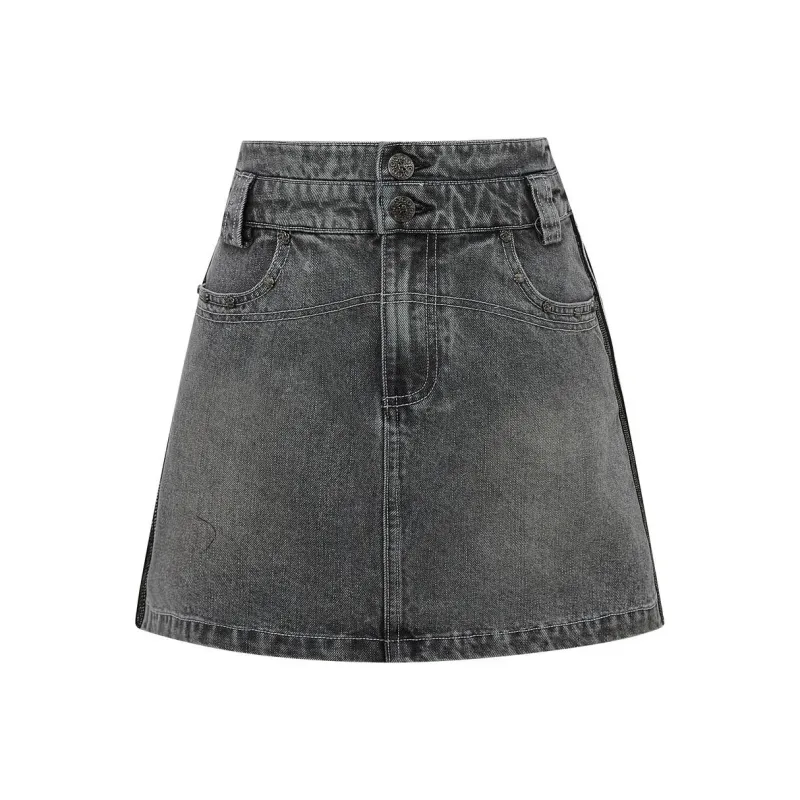 LULUALWAYS Denim Short Skirts Women's Gray-0
