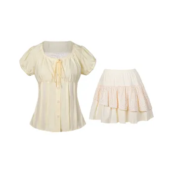 GLEE DIARY Skirt Set Women's Light Yellow