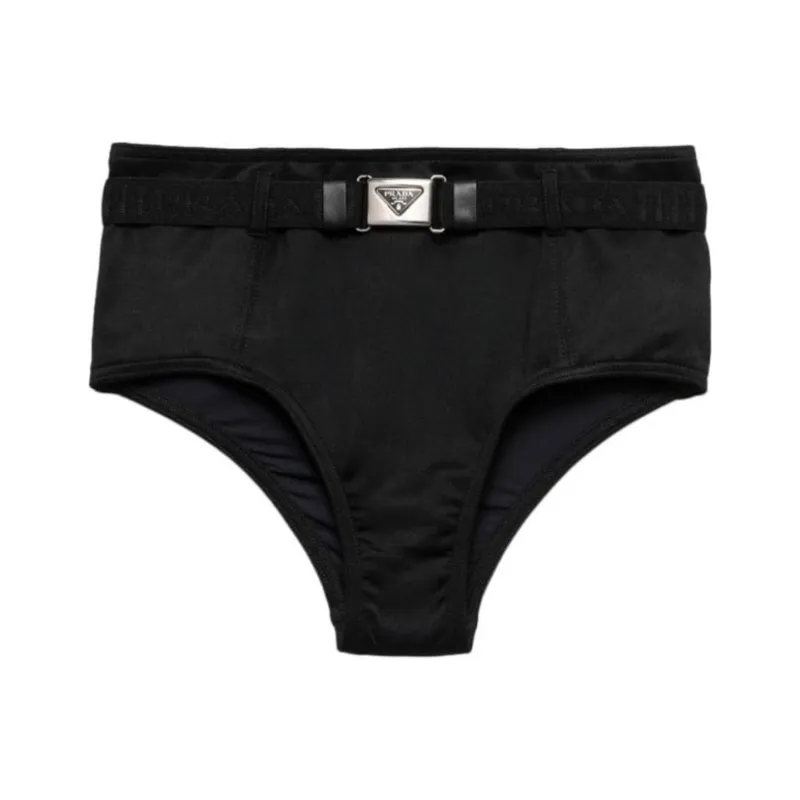 PRADA Triangle logo Belted Bikini Bottoms-0