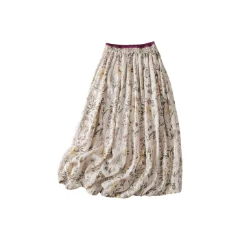 Cypress House Casual Long Skirt Women's Beige Floral