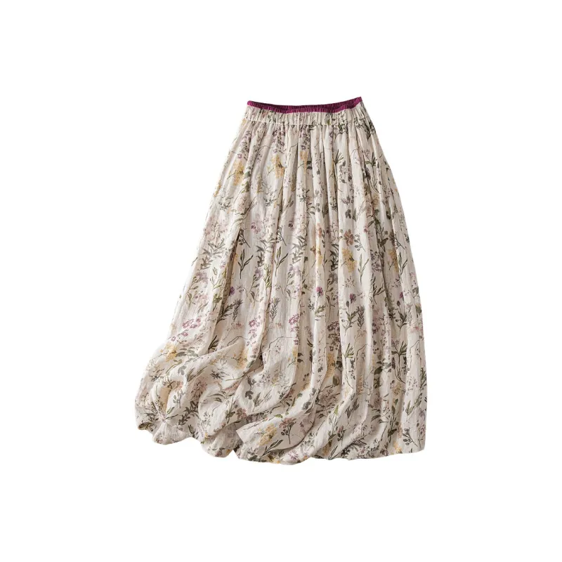 Cypress House Casual Long Skirt Women's Beige Floral-0