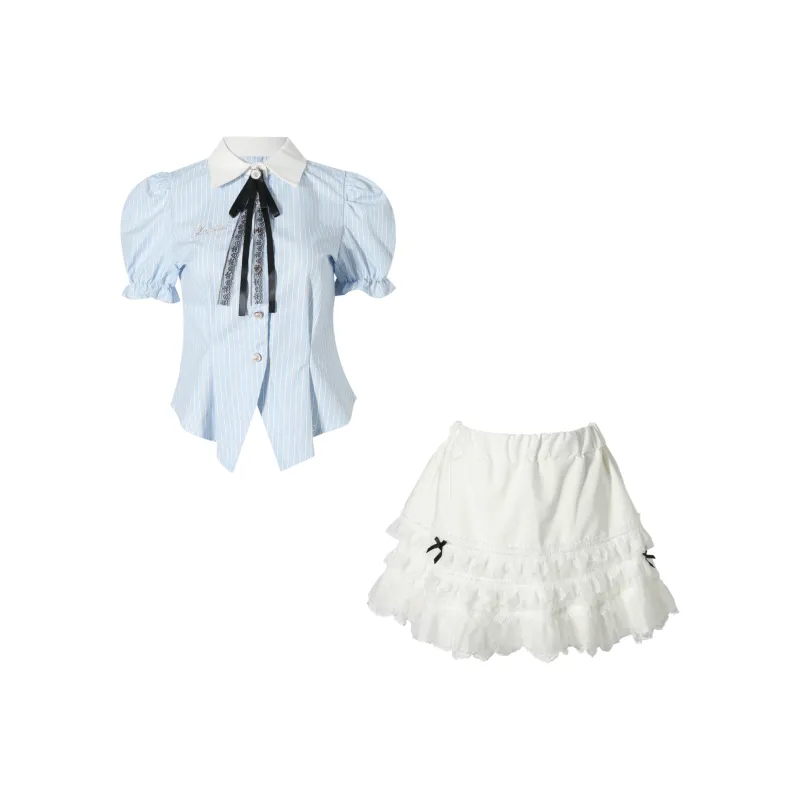GLEE DIARY Skirt Set Women's Blue-0