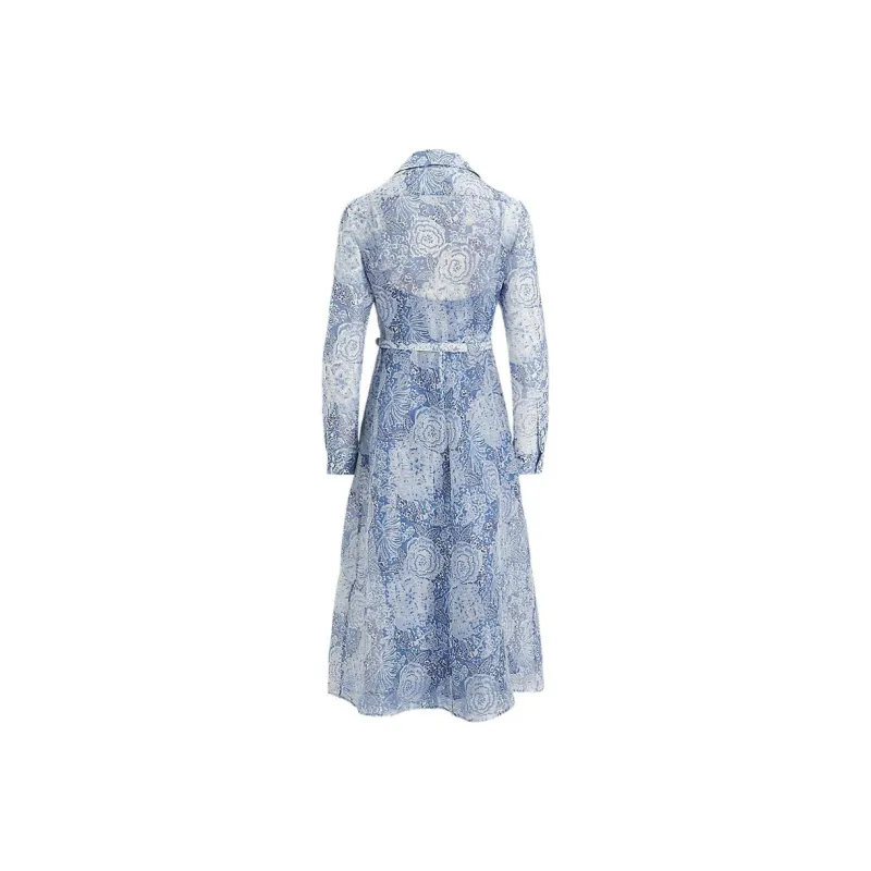 Ralph Lauren Collection SS25 Long Sleeved Dress Women's Blue-1