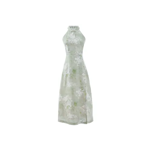 Blovelan Cheongsam Women's Watercolor Green