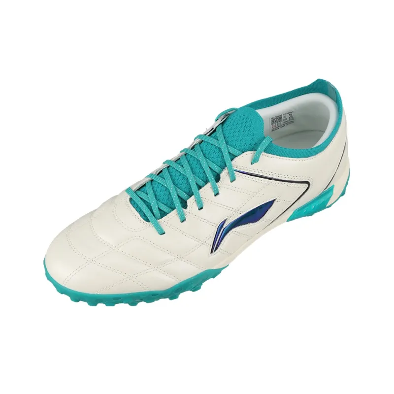 LiNing TF Rubber Broken Studs Artificial Ground Anti Slip Wear Resistant Soccer Shoes Unisex White Green-2
