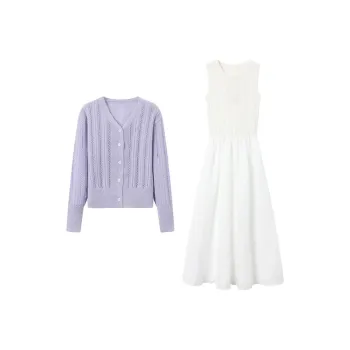 GULIANFEI Skirt Set Women's Purple White