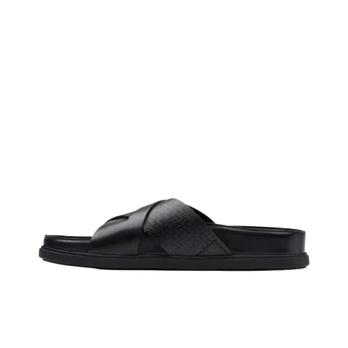 Clarks Rubber Sole Abrasion Resistant Slide Slippers Men's Black