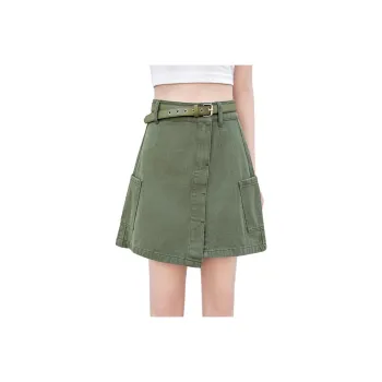 Mo Han Yi Mei Denim Short Skirts Women's Green